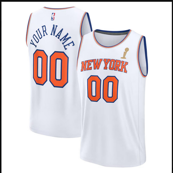Men Custom New York Knicks white Fanatics 2026 NBA Finals Champions jersey->customized nba jersey->Custom Jersey
